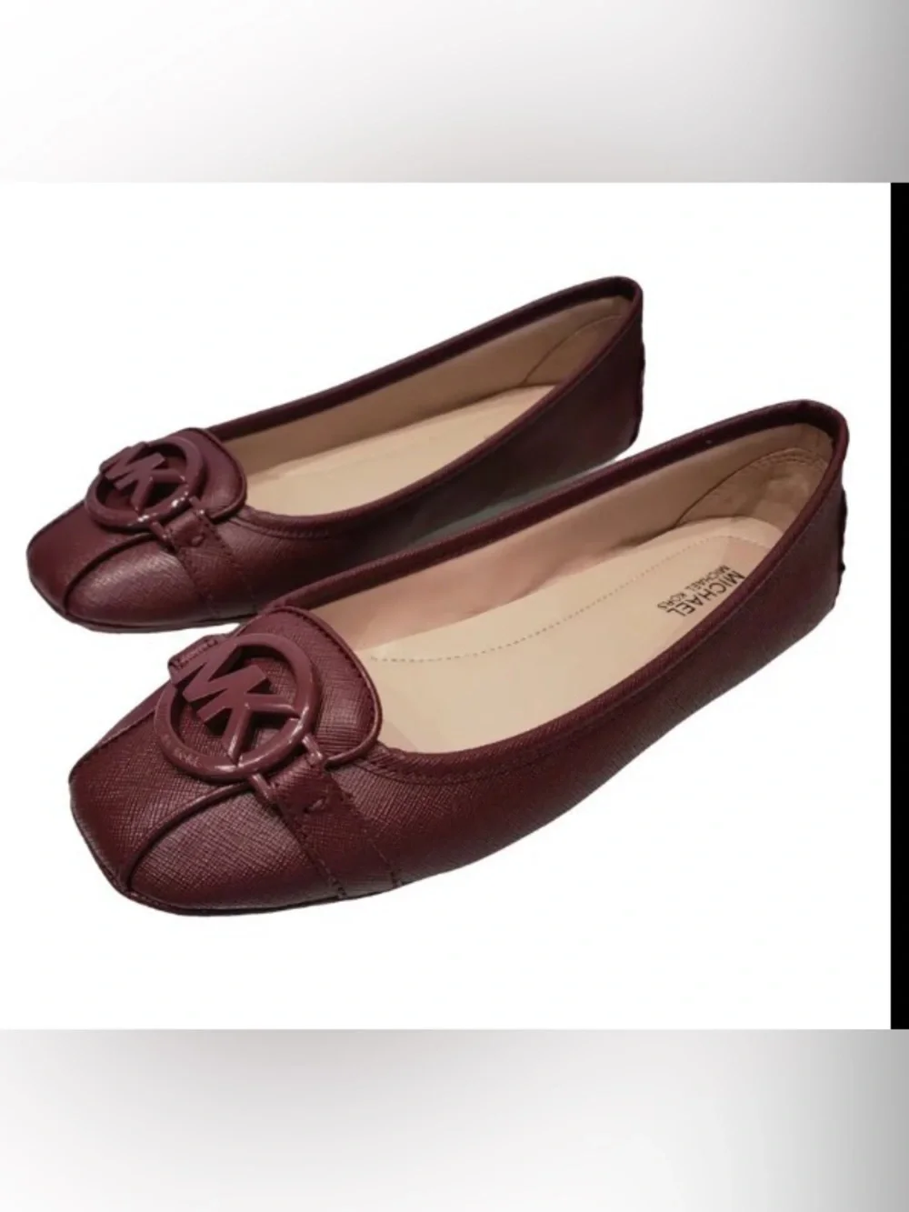 Michael Kors Fulton Ballet Flats – Burgundy Saffiano Leather Sz 10 M